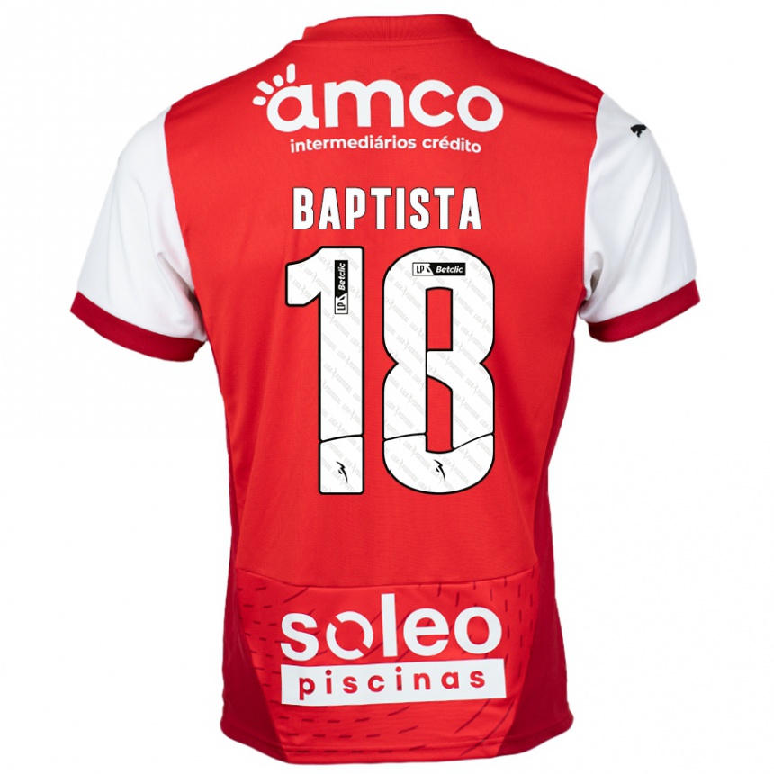 Kids Football Tiago Baptista #18 Red White Home Jersey 2024/25 T-Shirt Nz