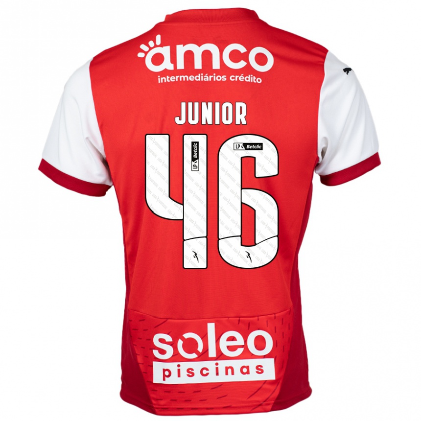 Kids Football Mário Junior #46 Red White Home Jersey 2024/25 T-Shirt Nz