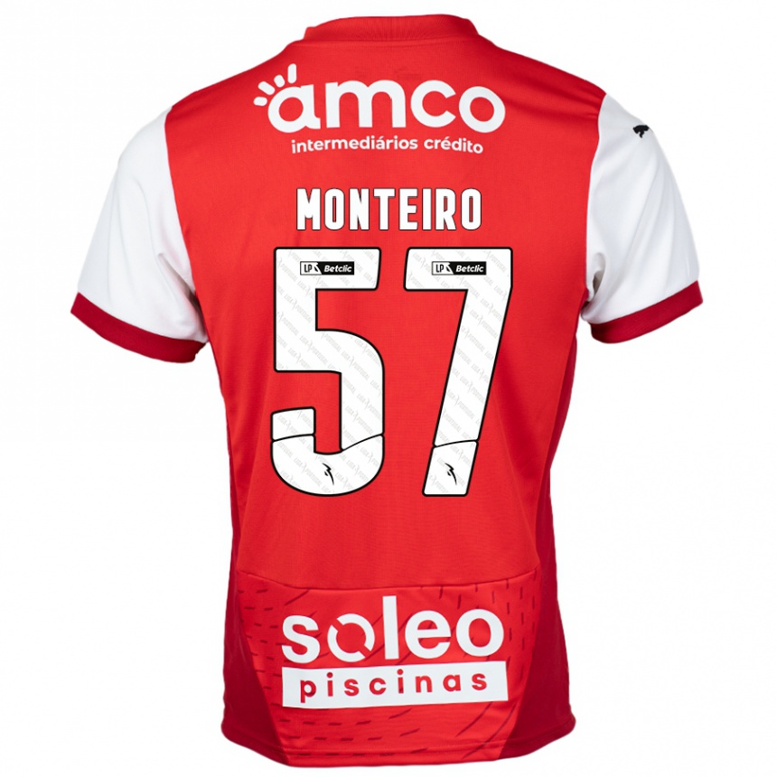 Kids Football Jordan Monteiro #57 Red White Home Jersey 2024/25 T-Shirt Nz