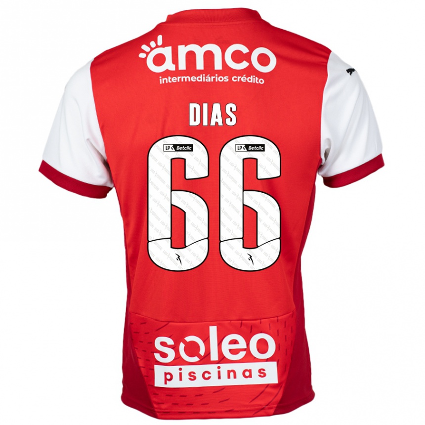 Kids Football Gonçalo Dias #66 Red White Home Jersey 2024/25 T-Shirt Nz