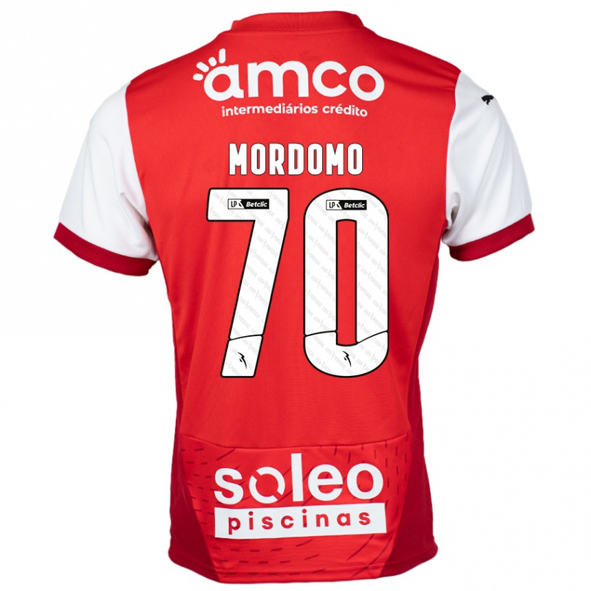 Kids Football Mordomo #70 Red White Home Jersey 2024/25 T-Shirt Nz