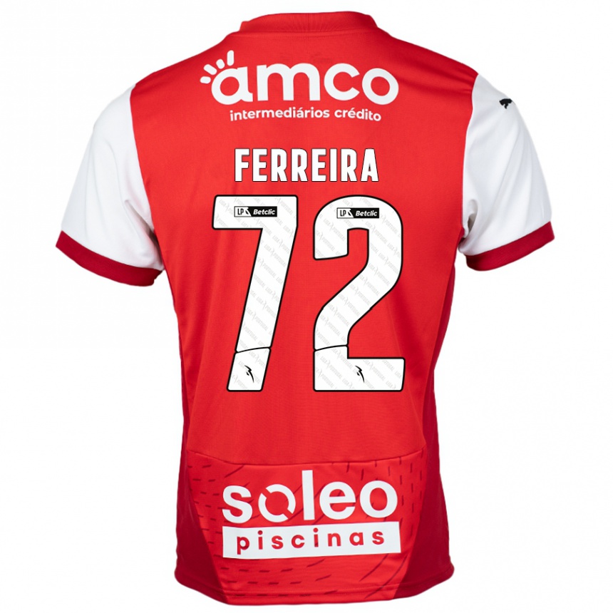 Kids Football André Ferreira #72 Red White Home Jersey 2024/25 T-Shirt Nz