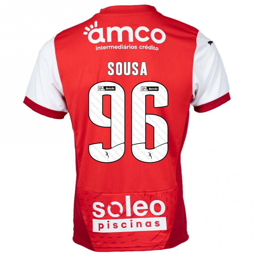 Kids Football Afonso Sousa #96 Red White Home Jersey 2024/25 T-Shirt Nz