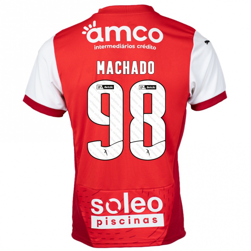 Kids Football Gonçalo Machado #98 Red White Home Jersey 2024/25 T-Shirt Nz