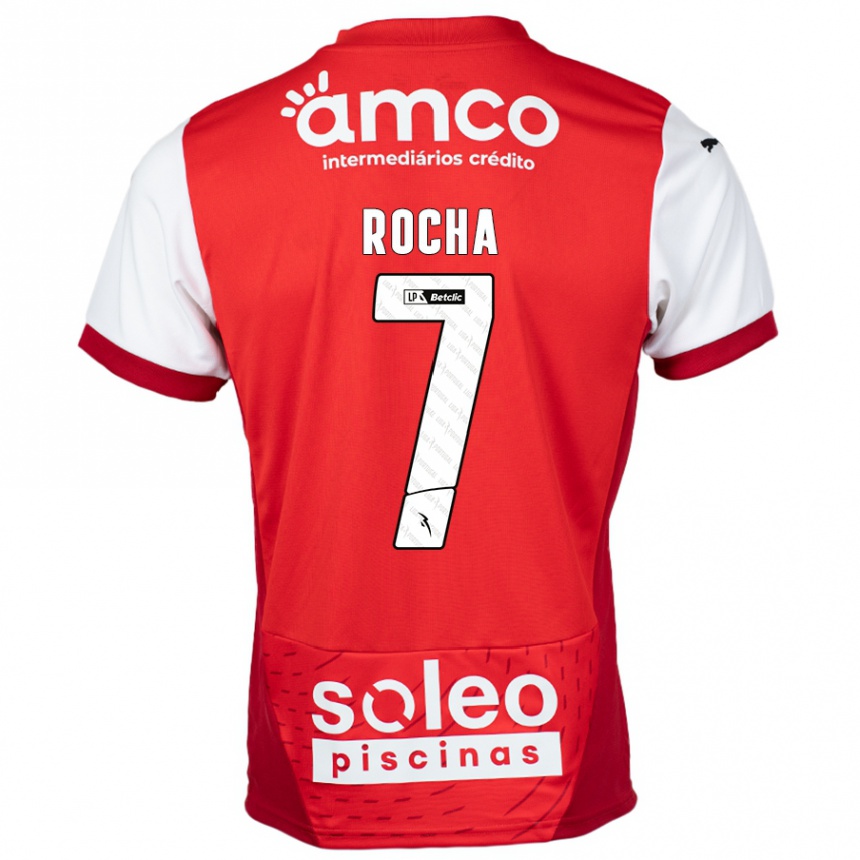 Kids Football Carolina Rocha #7 Red White Home Jersey 2024/25 T-Shirt Nz