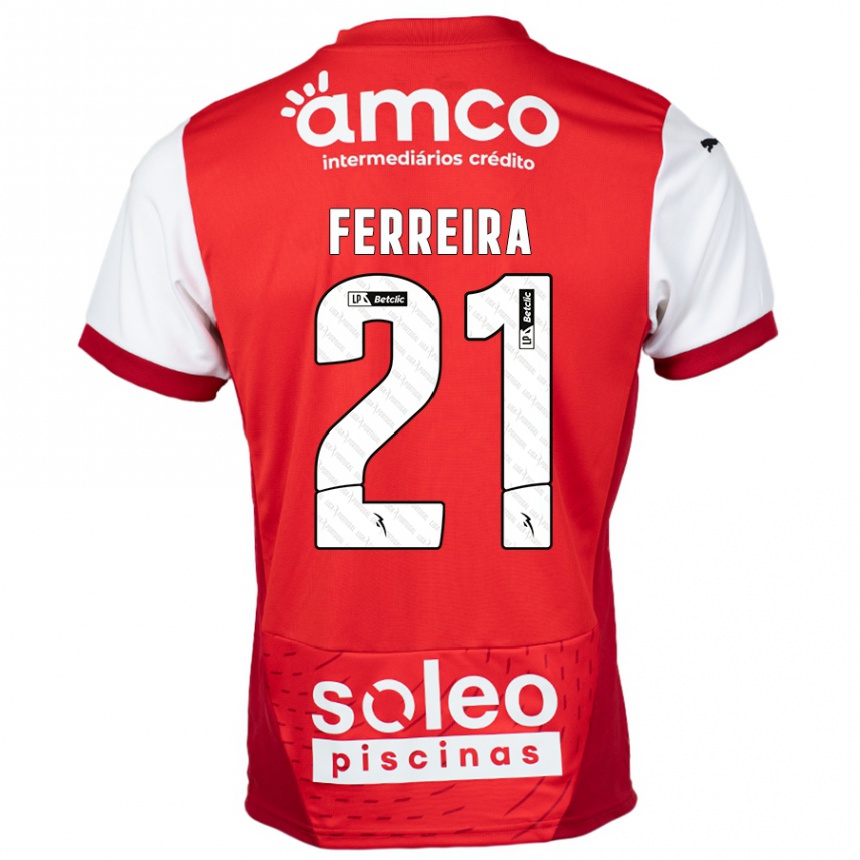 Kids Football Ana Carolina Ferreira #21 Red White Home Jersey 2024/25 T-Shirt Nz