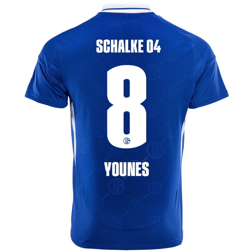 Kids Football Amin Younes #8 Royal Blue Home Jersey 2024/25 T-Shirt Nz