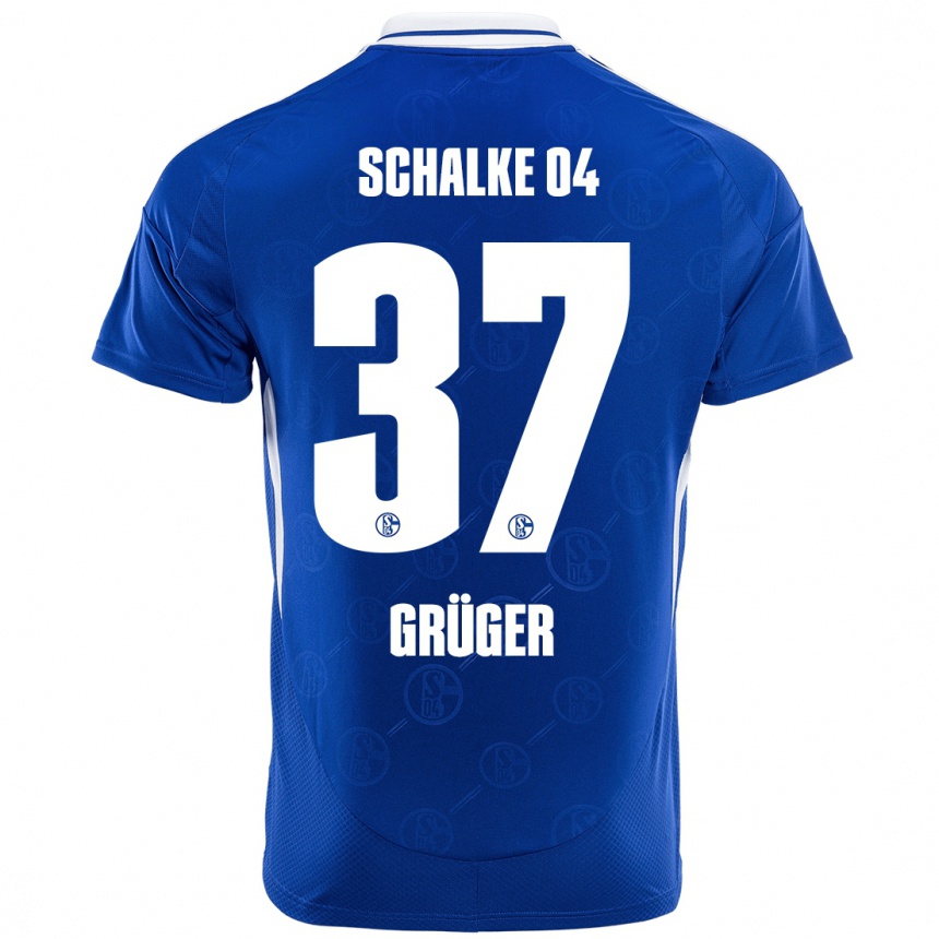 Kids Football Max Grüger #37 Royal Blue Home Jersey 2024/25 T-Shirt Nz