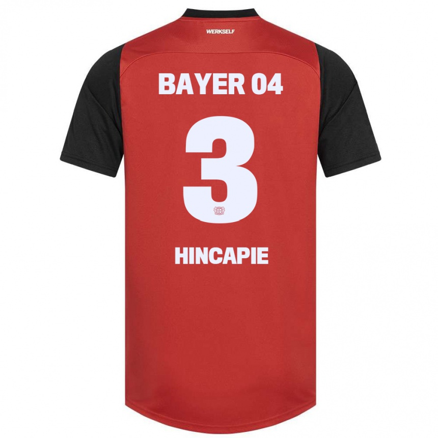 Kids Football Piero Hincapié #3 Red Black Home Jersey 2024/25 T-Shirt Nz