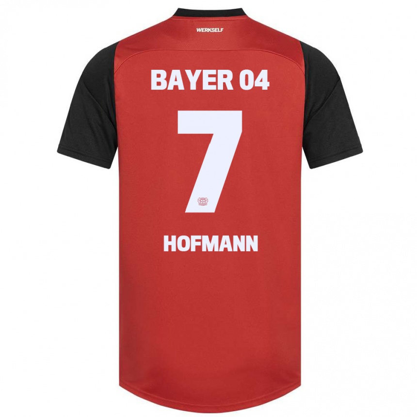 Kids Football Jonas Hofmann #7 Red Black Home Jersey 2024/25 T-Shirt Nz