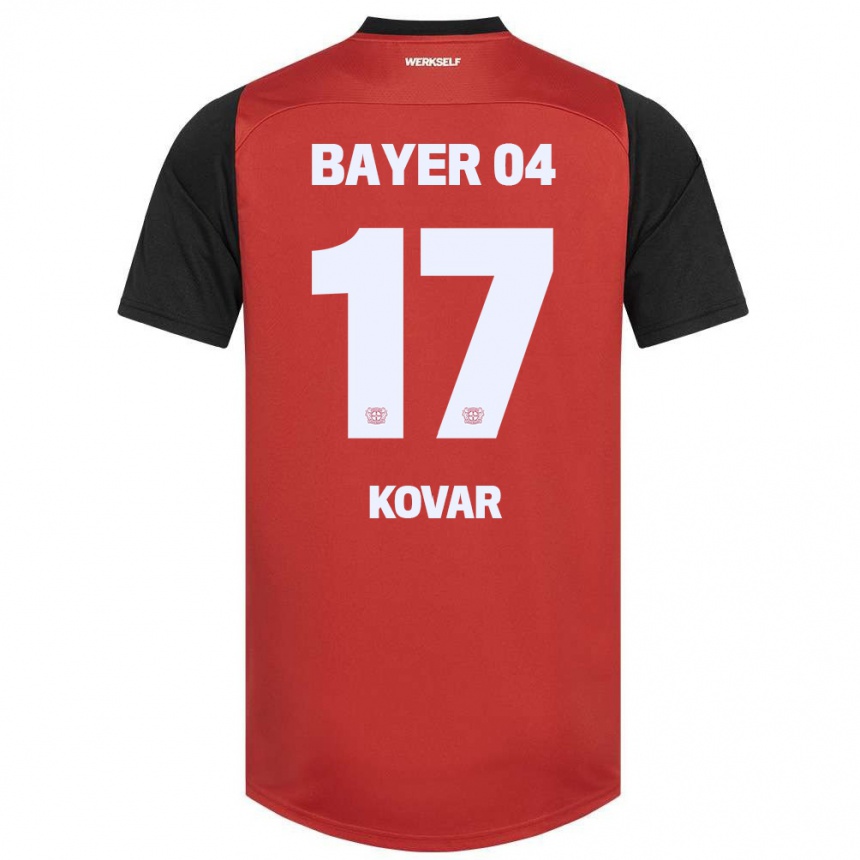 Kids Football Matej Kovar #17 Red Black Home Jersey 2024/25 T-Shirt Nz