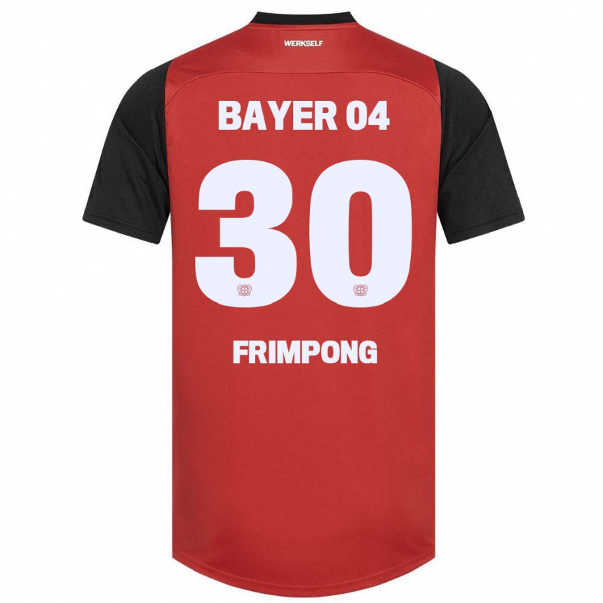 Kids Football Jeremie Frimpong #30 Red Black Home Jersey 2024/25 T-Shirt Nz