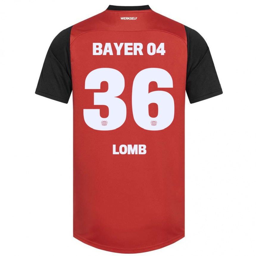 Kids Football Niklas Lomb #36 Red Black Home Jersey 2024/25 T-Shirt Nz