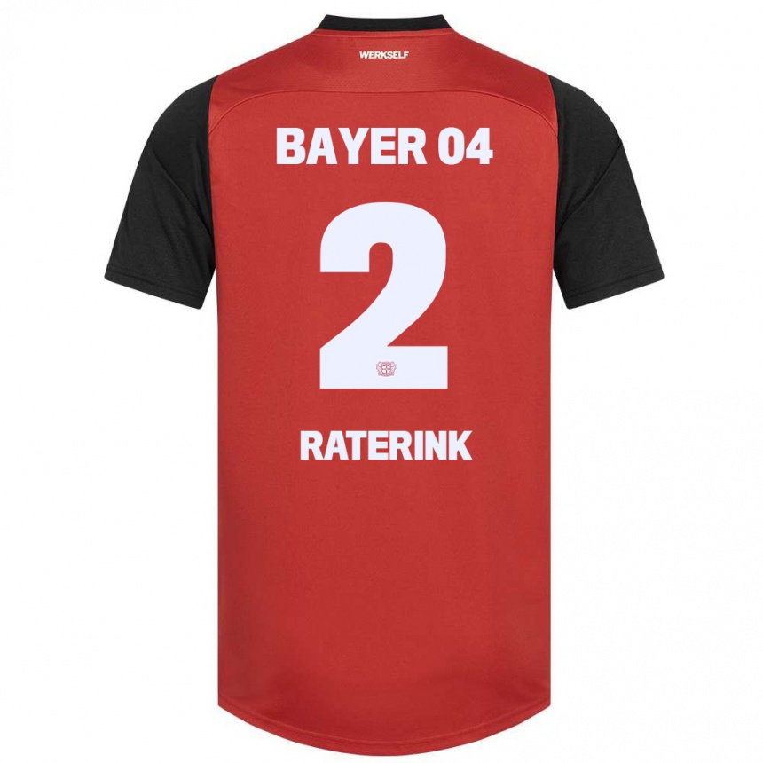 Kids Football Othniël Raterink #2 Red Black Home Jersey 2024/25 T-Shirt Nz