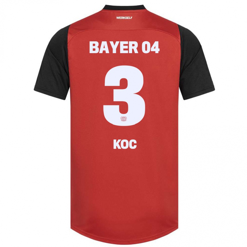 Kids Football Halil Koc #3 Red Black Home Jersey 2024/25 T-Shirt Nz