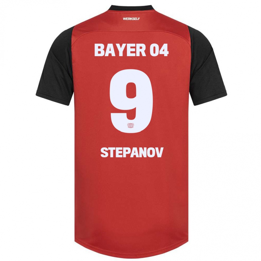 Kids Football Artem Stepanov #9 Red Black Home Jersey 2024/25 T-Shirt Nz