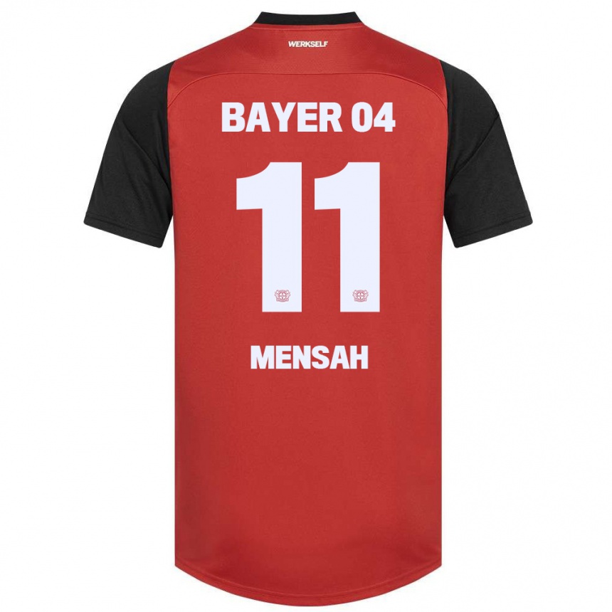 Kids Football Jeremiah Mensah #11 Red Black Home Jersey 2024/25 T-Shirt Nz