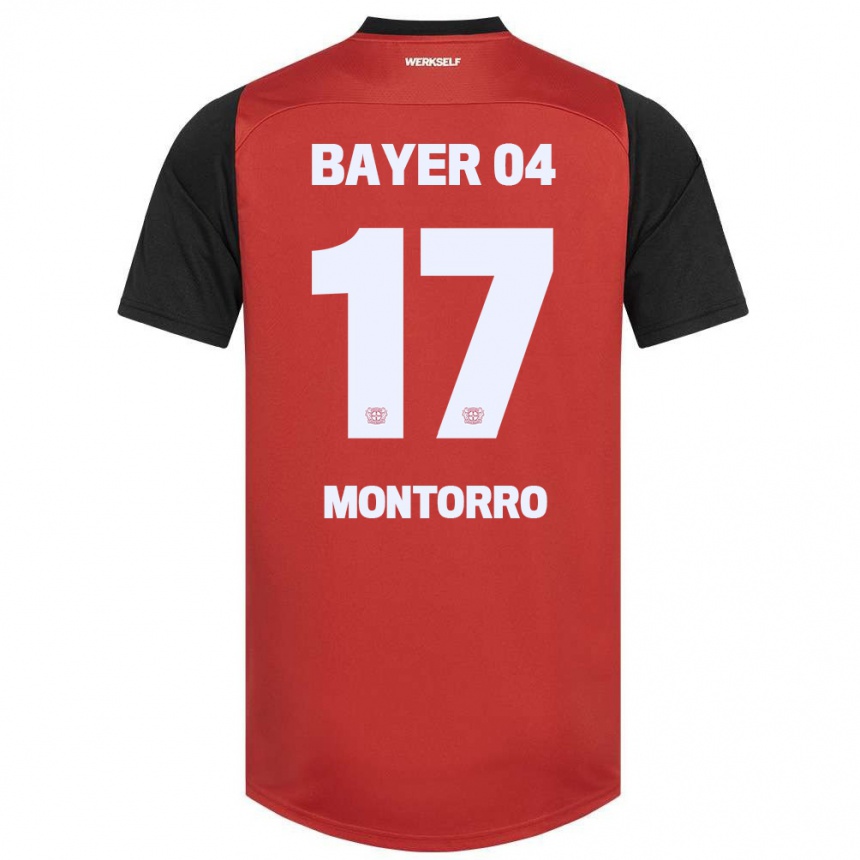 Kids Football Josuè Montorro #17 Red Black Home Jersey 2024/25 T-Shirt Nz