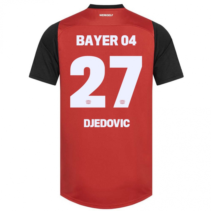 Kids Football Seldin Djedovic #27 Red Black Home Jersey 2024/25 T-Shirt Nz