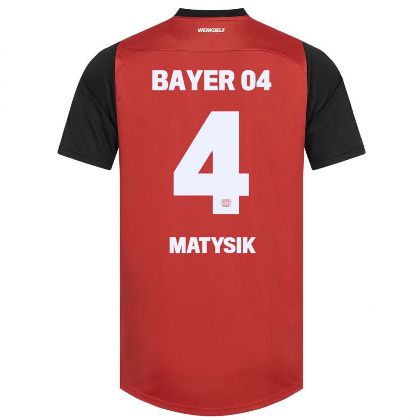 Kids Football Sylwia Matysik #4 Red Black Home Jersey 2024/25 T-Shirt Nz