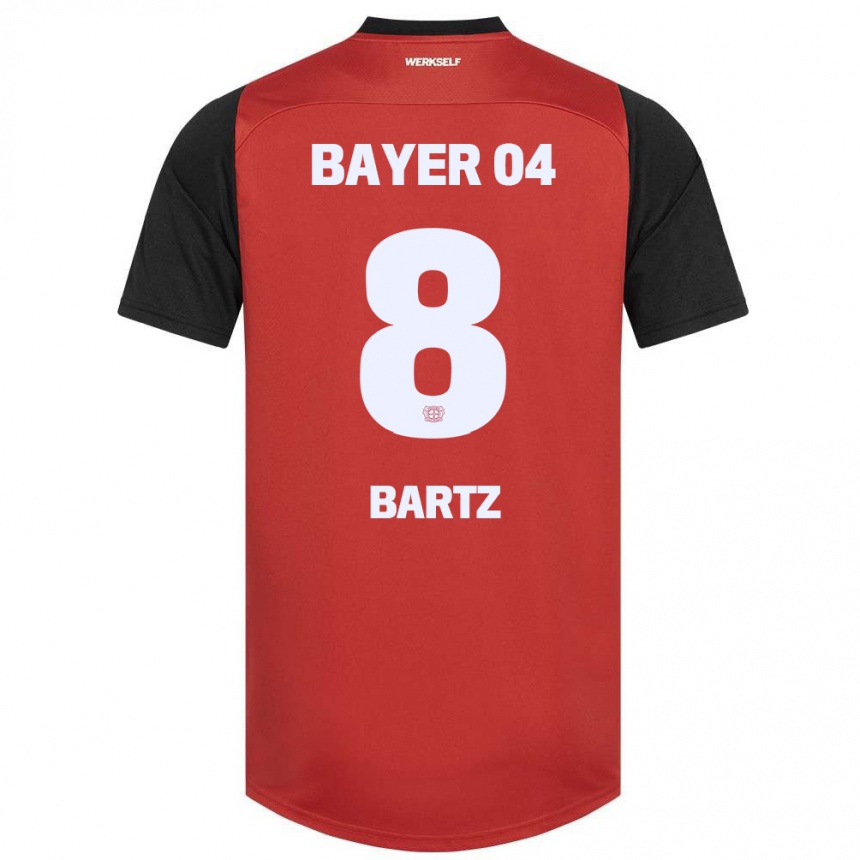 Kids Football Paulina Bartz #8 Red Black Home Jersey 2024/25 T-Shirt Nz