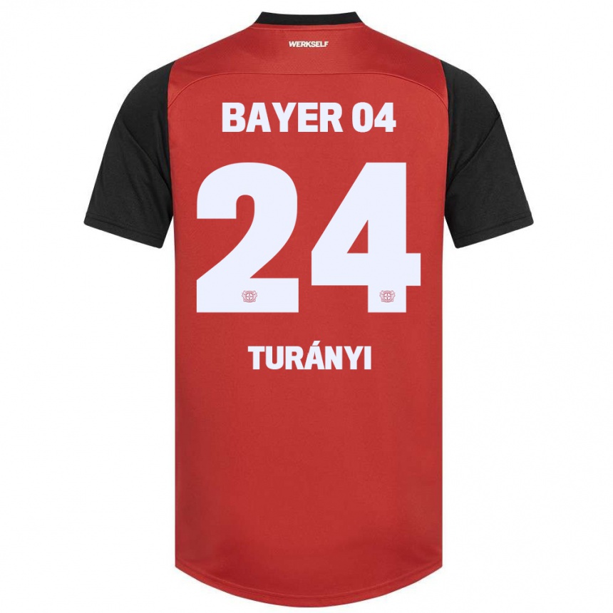 Kids Football Lilla Turányi #24 Red Black Home Jersey 2024/25 T-Shirt Nz