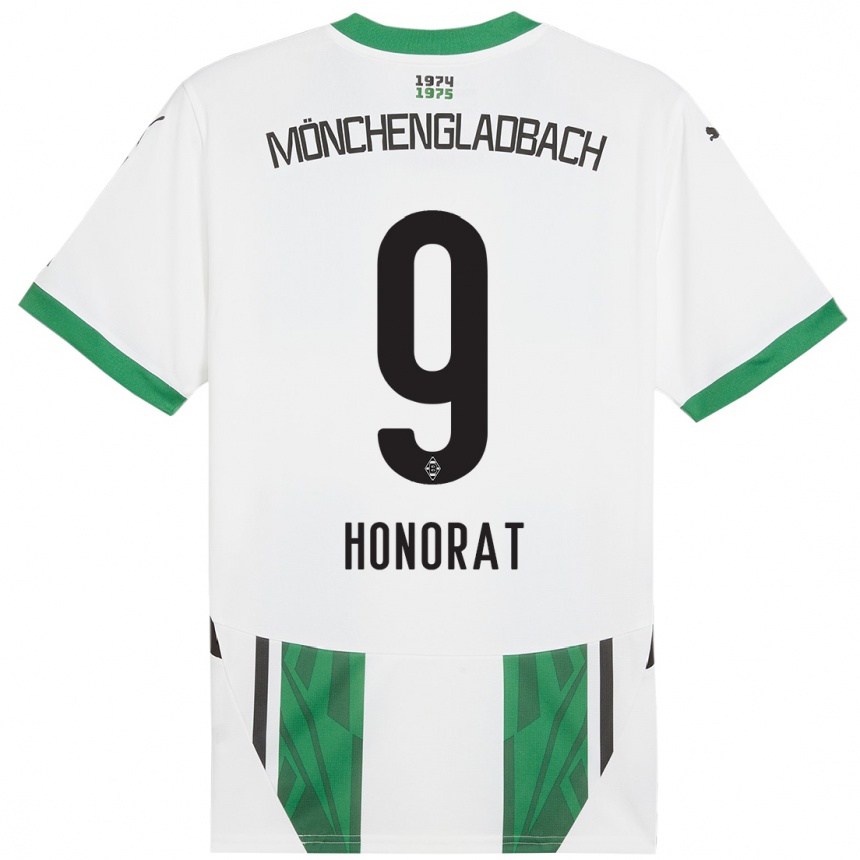 Kids Football Franck Honorat #9 White Green Home Jersey 2024/25 T-Shirt Nz