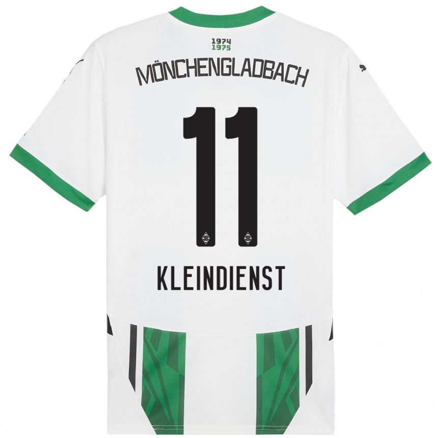 Kids Football Tim Kleindienst #11 White Green Home Jersey 2024/25 T-Shirt Nz