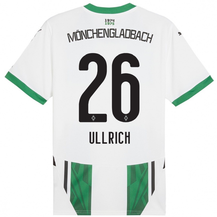 Kids Football Lukas Ullrich #26 White Green Home Jersey 2024/25 T-Shirt Nz