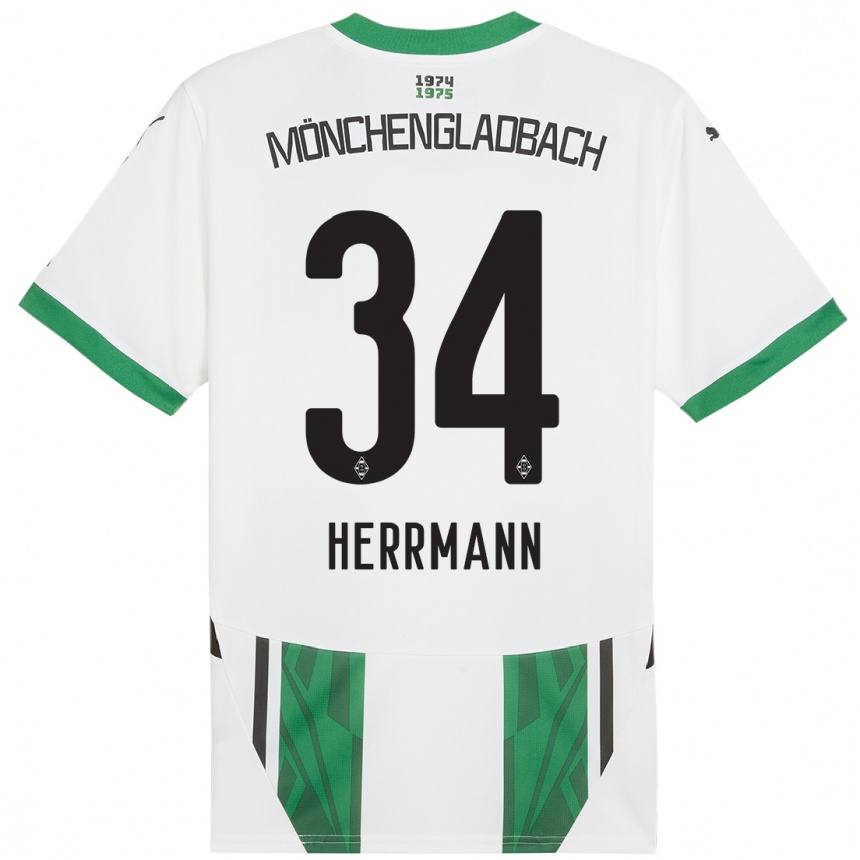 Kids Football Charles Herrmann #34 White Green Home Jersey 2024/25 T-Shirt Nz