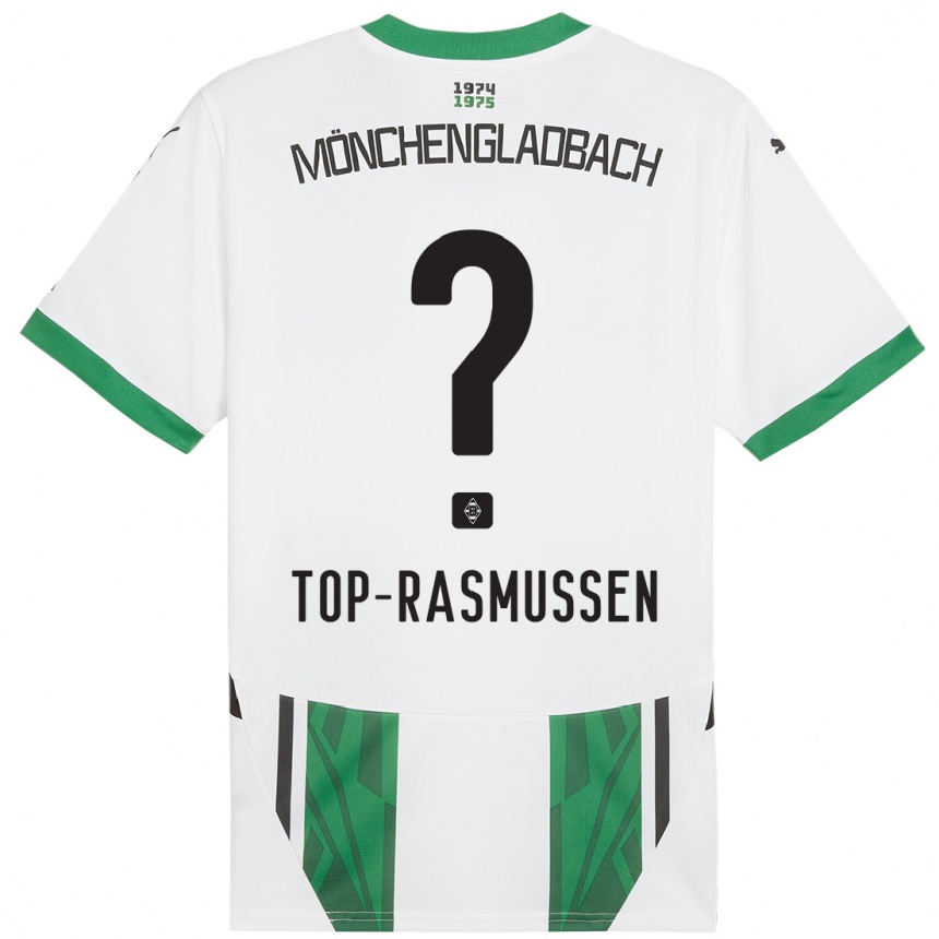 Kids Football Tristan Top-Rasmussen #0 White Green Home Jersey 2024/25 T-Shirt Nz