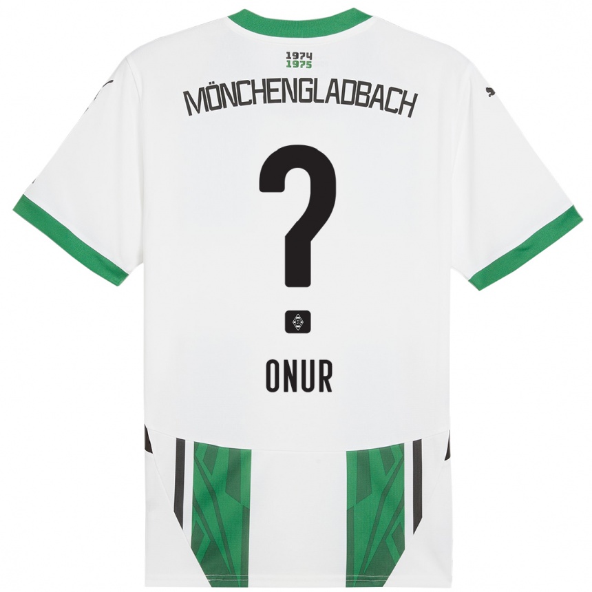 Kids Football Hasan Onur #0 White Green Home Jersey 2024/25 T-Shirt Nz