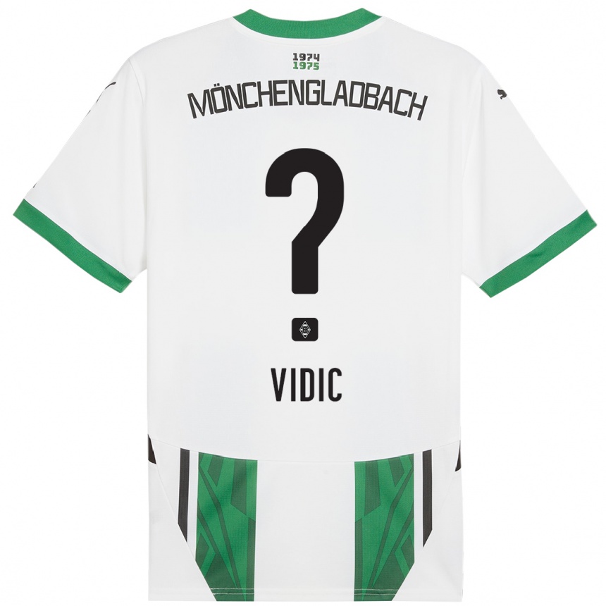 Kids Football Nico Vidic #0 White Green Home Jersey 2024/25 T-Shirt Nz