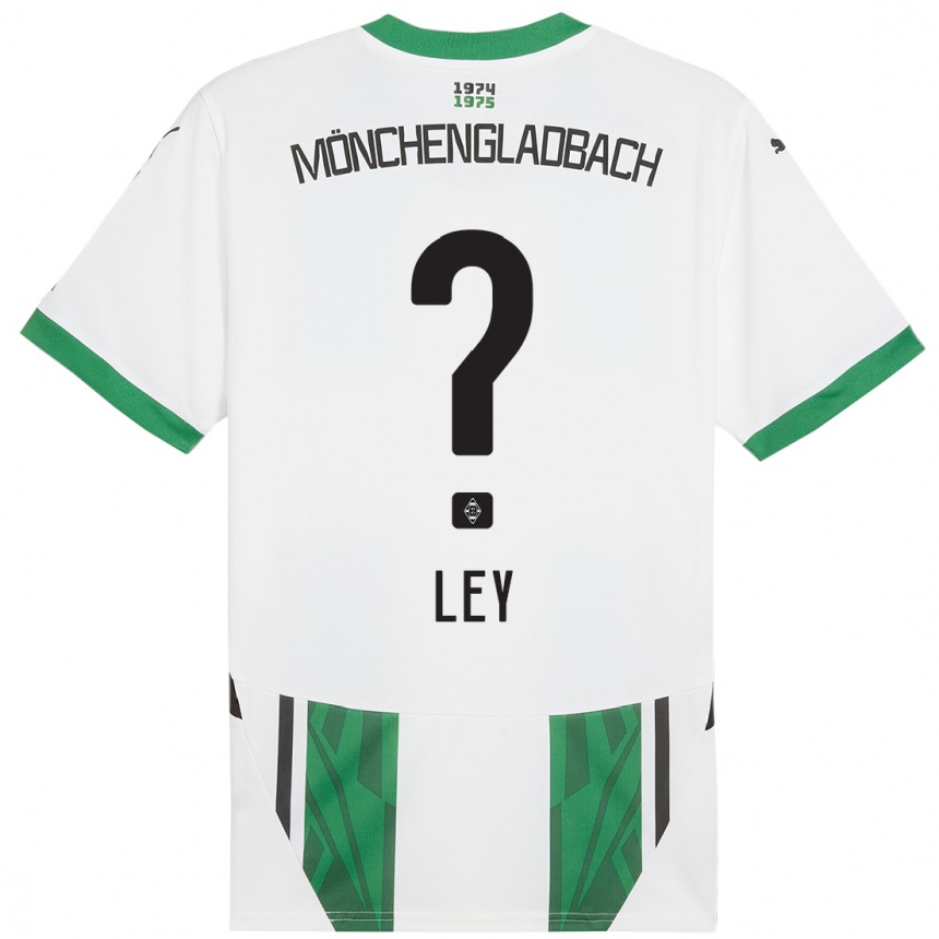 Kids Football Marlon Ley #0 White Green Home Jersey 2024/25 T-Shirt Nz