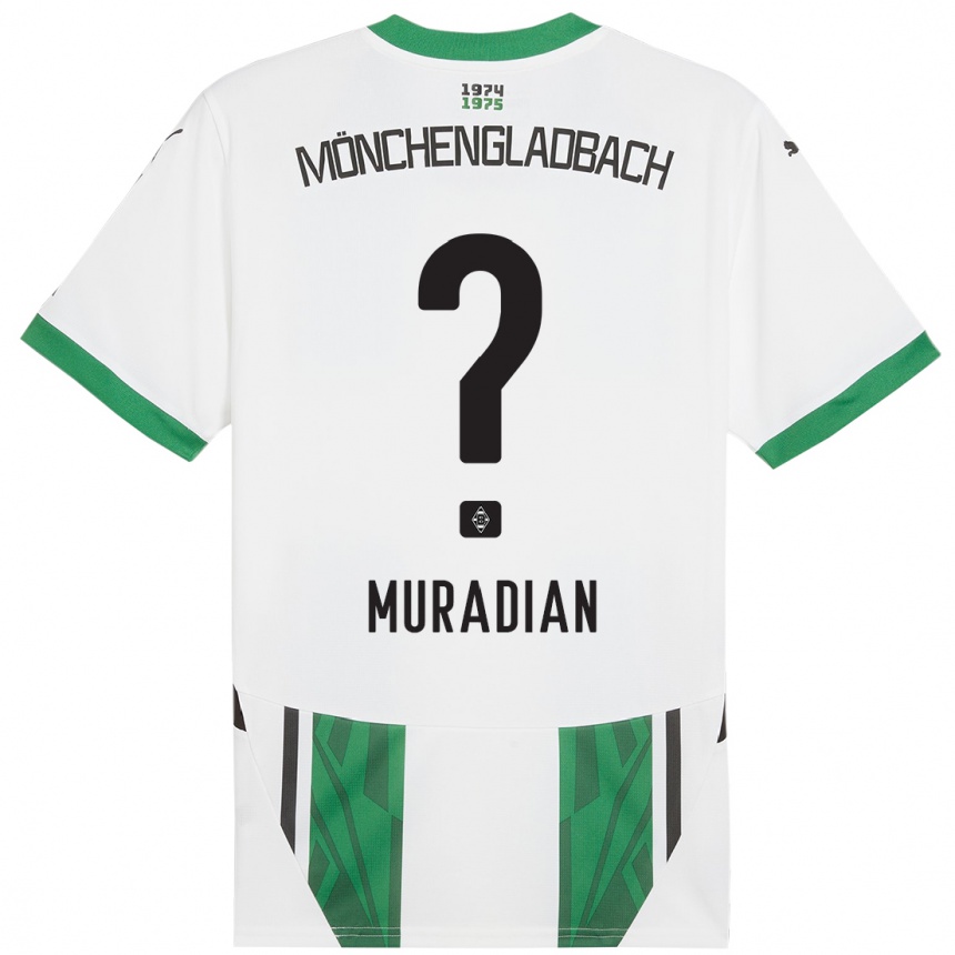 Kids Football Artem Muradian #0 White Green Home Jersey 2024/25 T-Shirt Nz