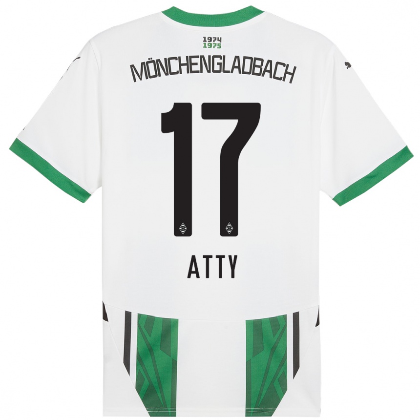 Kids Football Yassir Atty #17 White Green Home Jersey 2024/25 T-Shirt Nz