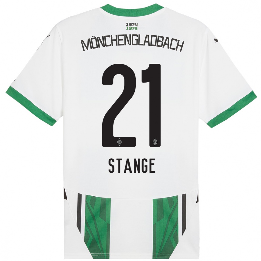 Kids Football Veit Stange #21 White Green Home Jersey 2024/25 T-Shirt Nz