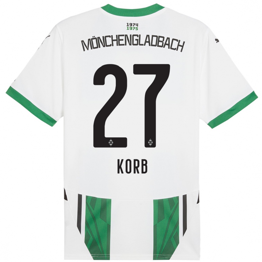 Kids Football Julian Korb #27 White Green Home Jersey 2024/25 T-Shirt Nz