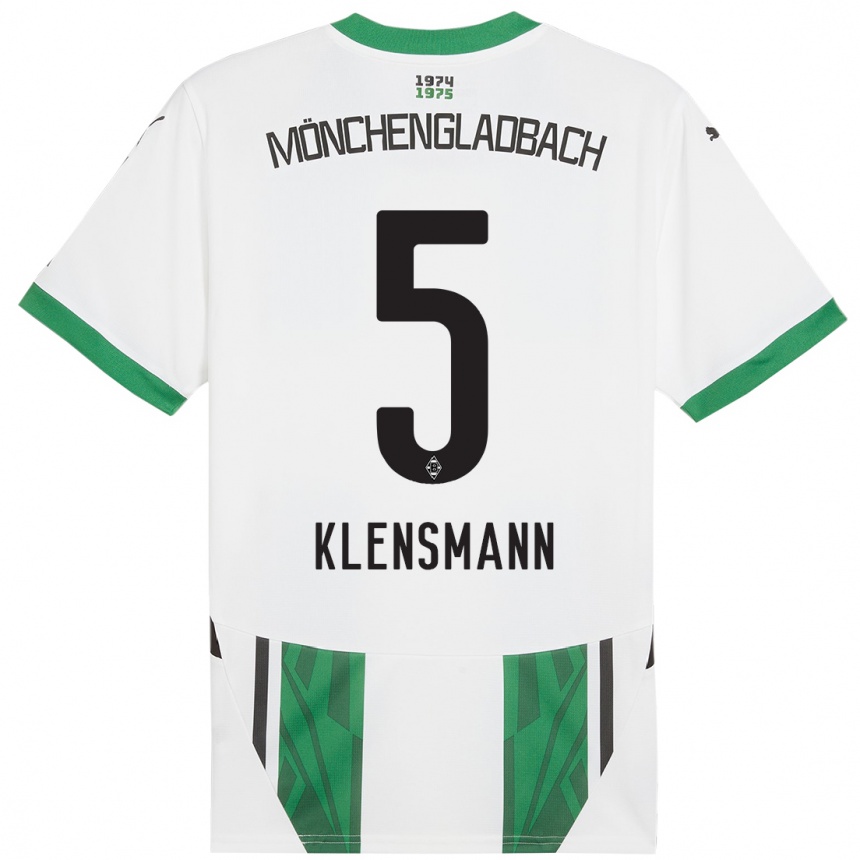 Kids Football Paula Klensmann #5 White Green Home Jersey 2024/25 T-Shirt Nz