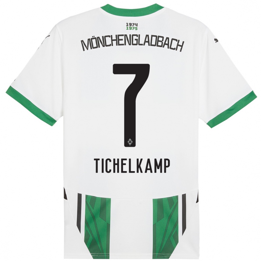 Kids Football Emily Tichelkamp #7 White Green Home Jersey 2024/25 T-Shirt Nz