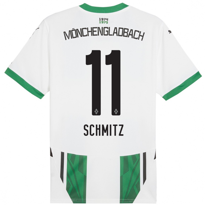 Kids Football Louisa Schmitz #11 White Green Home Jersey 2024/25 T-Shirt Nz