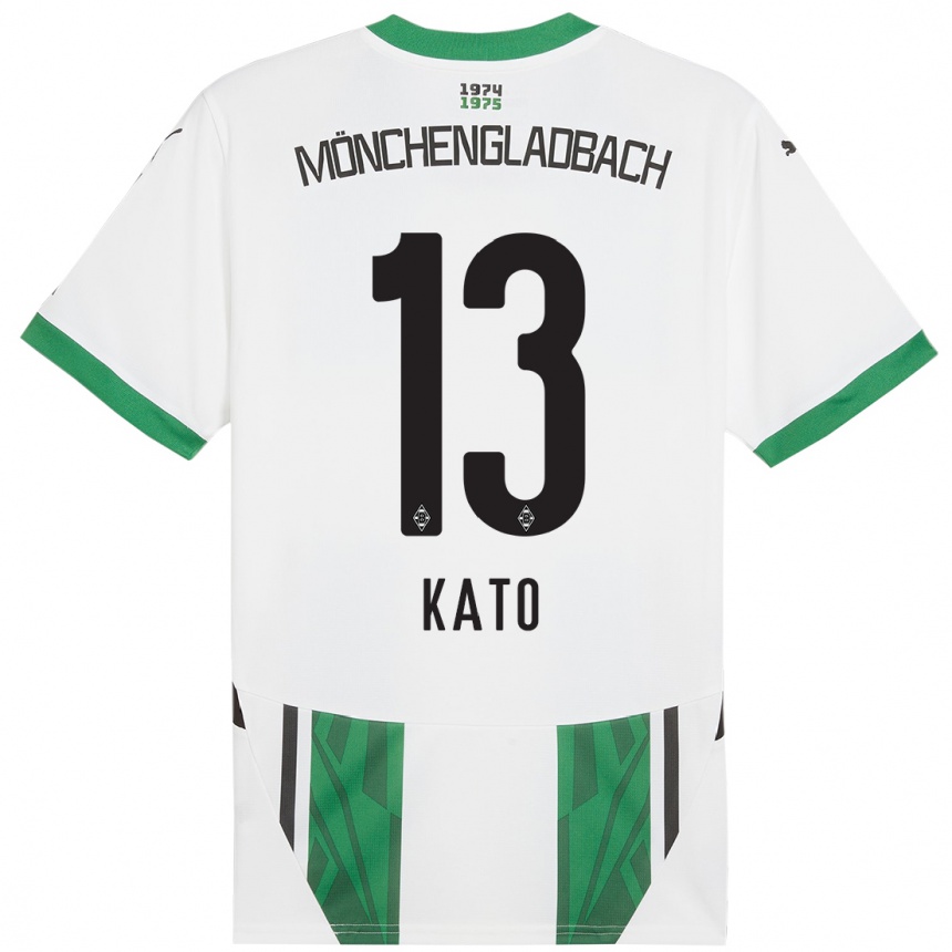 Kids Football Mizuho Kato #13 White Green Home Jersey 2024/25 T-Shirt Nz