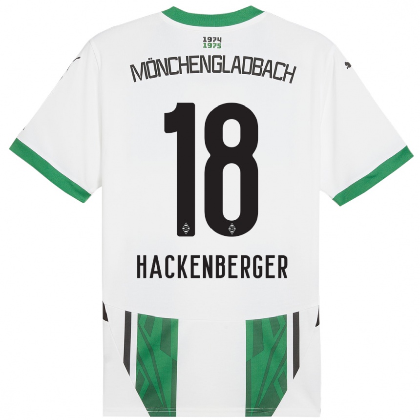 Kids Football Jessica Hackenberger #18 White Green Home Jersey 2024/25 T-Shirt Nz