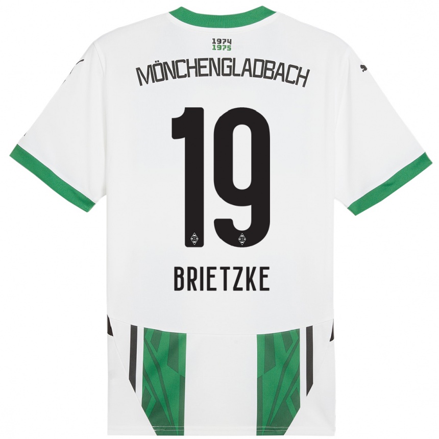 Kids Football Yvonne Brietzke #19 White Green Home Jersey 2024/25 T-Shirt Nz