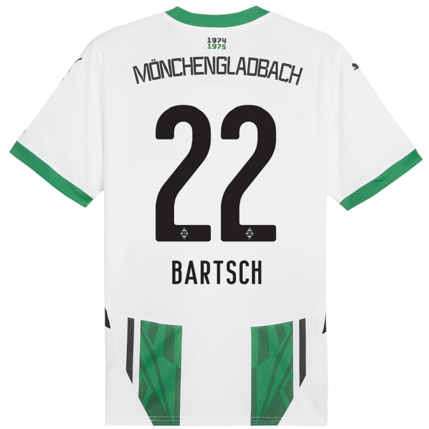 Kids Football Kristina Bartsch #22 White Green Home Jersey 2024/25 T-Shirt Nz