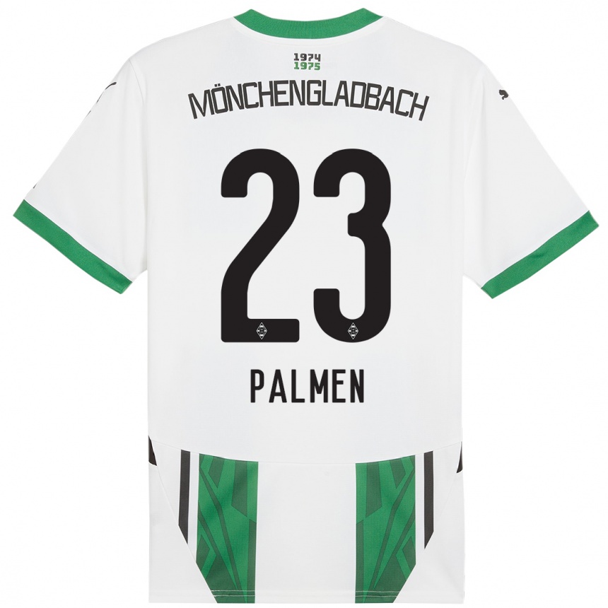 Kids Football Luisa Palmen #23 White Green Home Jersey 2024/25 T-Shirt Nz