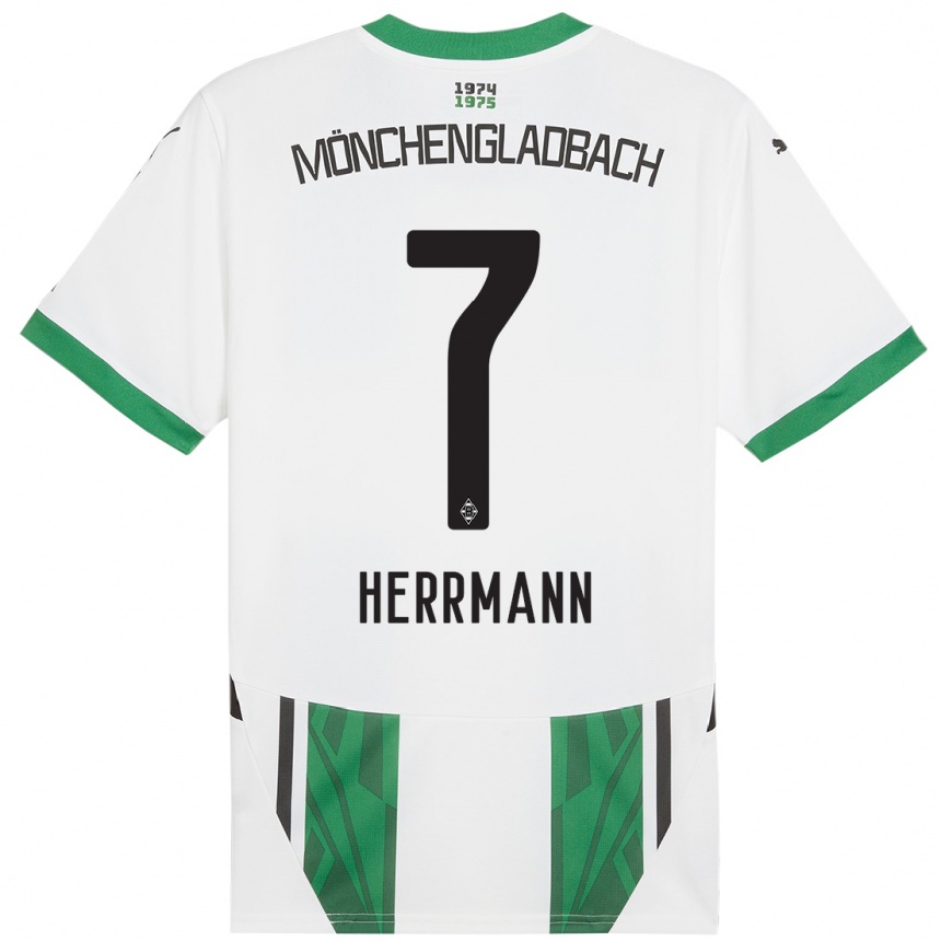 Kids Football Patrick Herrmann #7 White Green Home Jersey 2024/25 T-Shirt Nz