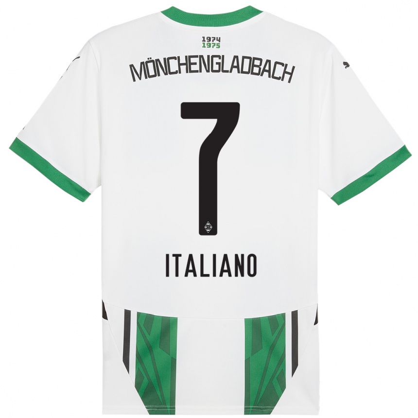 Kids Football Jacob Italiano #7 White Green Home Jersey 2024/25 T-Shirt Nz