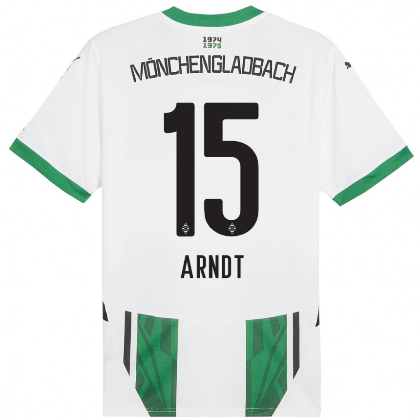 Kids Football Leo Arndt #15 White Green Home Jersey 2024/25 T-Shirt Nz