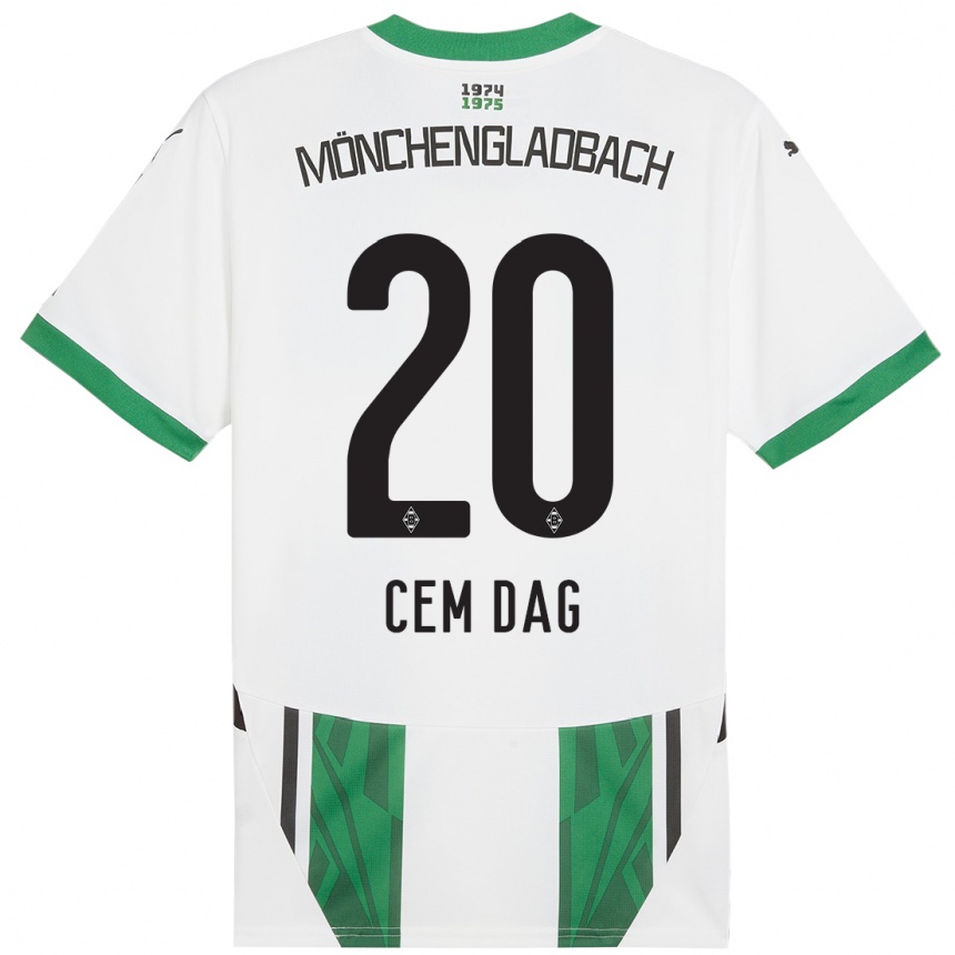 Kids Football Cem Dag #20 White Green Home Jersey 2024/25 T-Shirt Nz